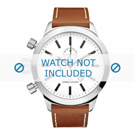 Danish Design urrem IQ12Q1040 Læder Cognac 23mm + syning hvid