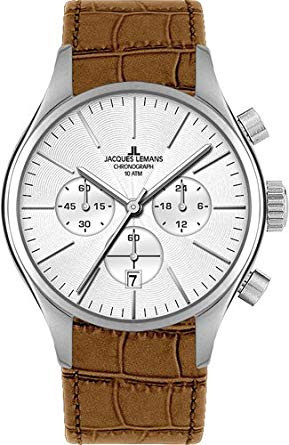 Urrem Jacques Lemans 1-1426B Krokodille skind Cognac