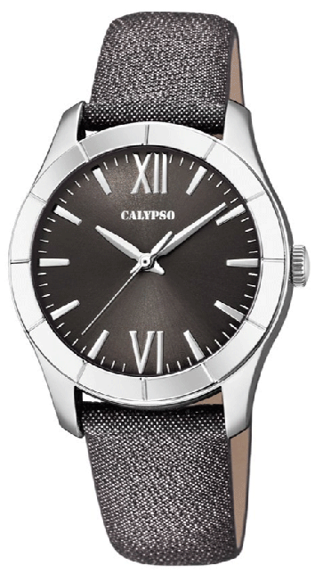 Urrem Calypso K5718-3 Læder Grå 17mm