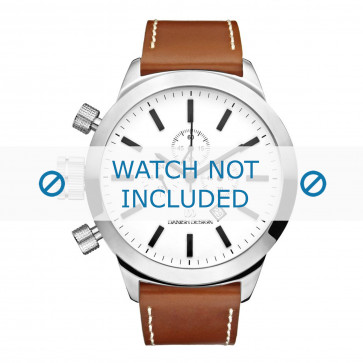 Danish Design urrem IQ12Q1040 Læder Cognac 23mm + syning hvid